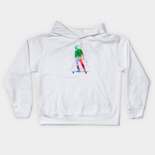 Man skateboard in watercolor Kids Hoodie